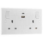 BG 822UAC45 White Nexus 13A 2G Sw Skt + USB A+C 45W