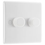 BG 882 White Nexus Moulded 200W Double Dimmer Switch 2-Way Push On/Off