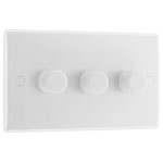 BG 883 White Nexus Moulded 200W Triple Dimmer Switch 2-Way Push On/Off