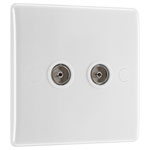 BG 861 White Nexus Moulded Double Socket For Tv Or Fm Co-AXial Aerial Connection