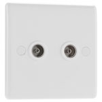 BG 863 White Nexus Moulded Double Isolated Socket TV Or FM Co-Axial Aerial