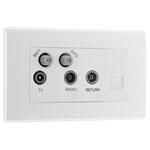 BG 869 White Nexus Moulded Quadplex TV 2X Satellite & FM - Return & BT Outlet