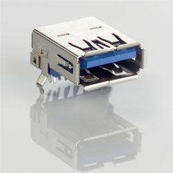 EDAC 690-009-521-013 LOOSE USB 3.0, A type R/A Receptacle Selective Gold 15u