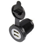 TruComponents 240873 USB skt w/dust cap,vertical  2-way,Ø36.8mm,blue lighting