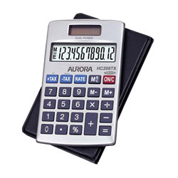Aurora Handheld Pocket 12 Digit Calculator HC208TX