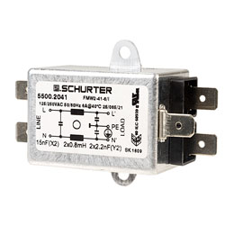 Schurter 5500.2041 6A 250V Chassis Mount 1-Phase Line Filter