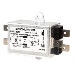 Schurter 5500.2077 1A 250V Chassis Mount 1-Phase Line Filter