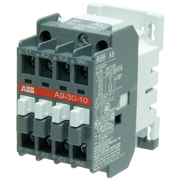 ABB A9-30-10 9A 1000V Max 3P Contactor w/ 120VAC Coil 