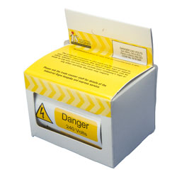 Industrial Signs IS16100R Danger 240V 75x25 - Pack of 250 S/a Vinyl Roll