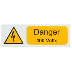 Industrial Signs IS2605RP Danger 400V 75x25 - Pack of 5 Rigid S/a Pvc