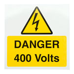 Industrial Signs IS2710SA Danger 400V 75x75 - Pack of 10 S/a Vinyl