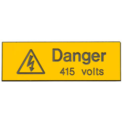 Industrial Signs IS0305EN Danger 415V 75x25 - Pack of 5 Rigid Engraved ...