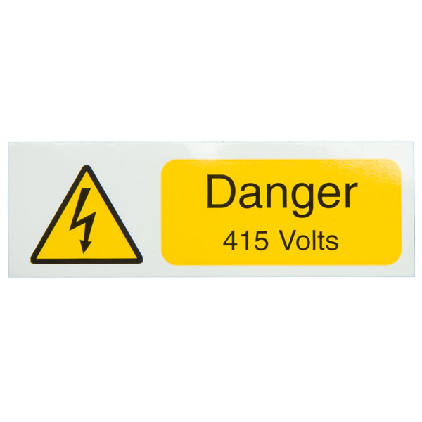 Pack of 10 S/a Vinyl Industrial Signs IS2310SA Danger 415V 75x75 