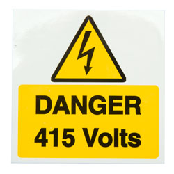 Industrial Signs IS2310SA Danger 415V 75x75 - Pack of 10 S/a Vinyl