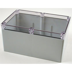 Hammond 1554VB2GYCL Watertight PC Enclosure Clear Lid 240 x 160 x 120mm Grey