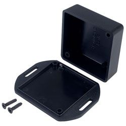 Hammond 1551GFLBK ABS Enclosure - 50x35x20mm, Flanged, Black, For PCB Mounting