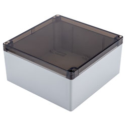 Hammond 1554WA2GYSL Watertight Grey PC Enclosure, Smoked Lid 180 x 180 x 90mm