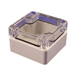 Hammond 1554B2GYCL Watertight PC Enclosure Clear Lid 65 x 65 x 40mm Grey