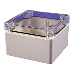 Hammond 1554E2GYCL Watertight PC Enclosure Clear Lid 90 x 90 x 60mm Grey