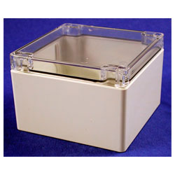 Hammond 1554P2GYCL Watertight PC Enclosure Clear Lid 120 x 120 x 80mm Grey