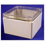 Hammond 1554P2GYCL Watertight PC Enclosure Clear Lid 120 x 120 x 80mm Grey