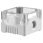 Evatron DE01S-A-TG-0 IP67 ABS Enclosure 2xM20 Grey Base Clear Top 80x73x53mm