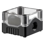 Evatron DE01S-A-TB-0 IP67 ABS Enclosure 2x M20 Black Base Clear Top 80x73x53mm