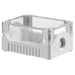 Evatron DE02S-A-TG-0 IP67 ABS Enclosure 2xM20 Grey Base Clear Top 106x80x53mm