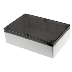 Hammond 1554X2GYSL Watertight PC Enclosure, Smoked Lid 300 x 200 x 90, Grey