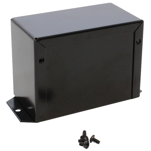  1411FBFBK Utility Metal Flanged Case 102x56x76mm Aluminium Black