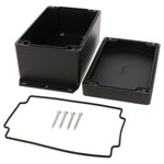 Hammond 1550Z117FBK Thick Wall Flanged Die Cast Enclosure, 160 x 100 x 81, Black