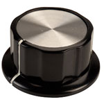 SCI RN-99A(Ø6.4mm) Control Knob-Black/Silver Cap-White Line-6.4mm Shaft 45mm