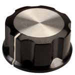 SCI RN-99C(Ø6.4mm) Control Knob-Black/Silver Cap-White Line-6.4mm Shaft 33mm