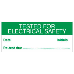 Electrical Safety Test/Re-Test Labels Green On Nylon Cloth 38 x 15mm Pack Of 140