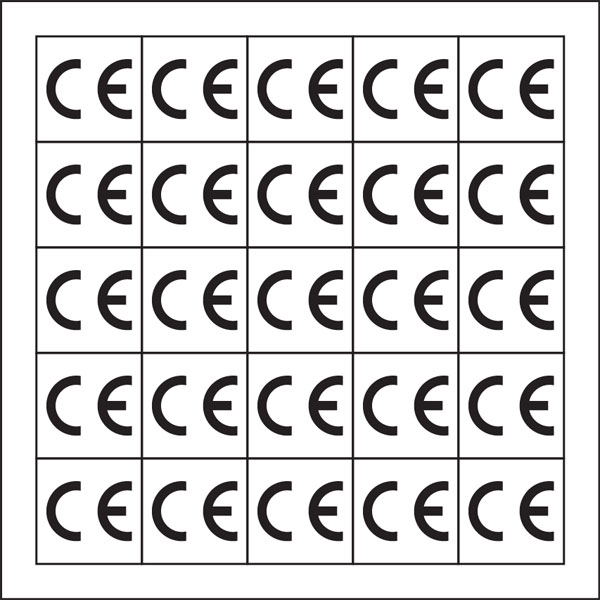 CE Conformity Labels, Black On Self Adhesive Vinyl, 12.7 x 12.7mm, Pack Of 500
