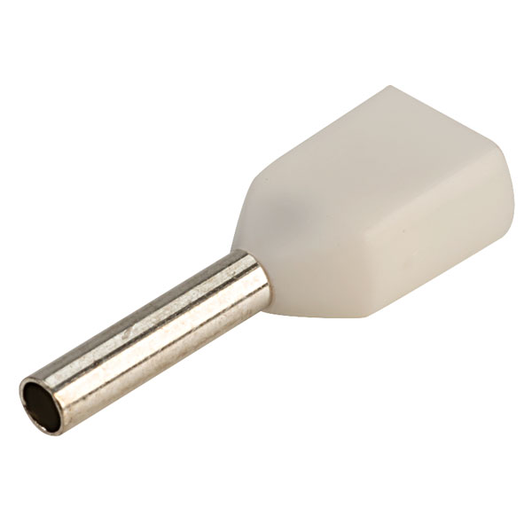  Twin Cord End Ferrules 0.5mm White Pack of 100