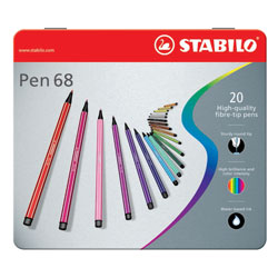 Stabilo Pen 68 Premium Fibre Tip Pens Tinned Art Products 20 shades