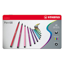 Stabilo Pen 68 Premium Fibre Tip Pens Tinned Art Products 40 shades