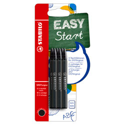 STABILO 707423 Ergonomic Rollerball EASYoriginal Refills Pack of 6 Black