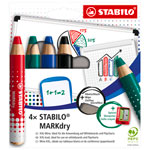 STABILO 648/4-5 Whiteboard and Flipchart Markers MARKdry Pack of 4 Assorted