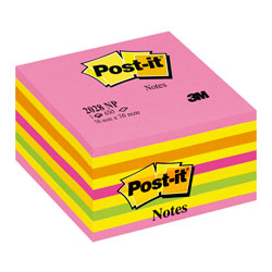Post-it® Sticky Notes Cube 76x76mm Neon 450 Sheets