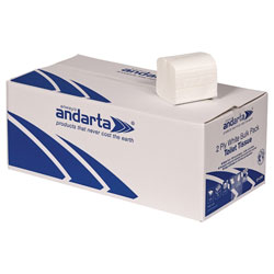 Andarta 01-016 2Ply 250 Sheet Bulk Pack Toilet Tissue - Pack Of 36