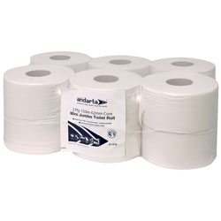 Andarta 01-019 2Ply 150m 62mm Core Mini Jumbo Toilet Roll - Pack Of 12 ...