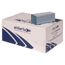 Andarta 02-019 1Ply Blue V/Fold Hand Towel 23 x 25cm - Pack Of 5000