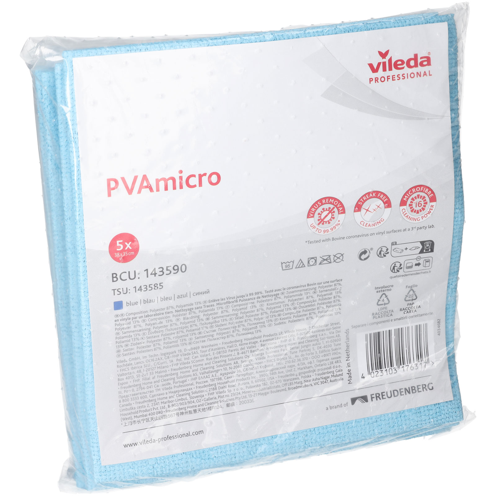 Vileda Professional - PVA Micro Cloth, 100% Microfibers Made of PVA 4 pcs