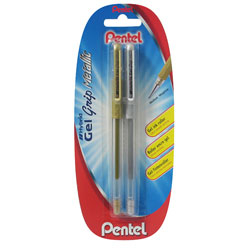 Pentel XK118M/2-XZ Hybrid Gel Gold/silver Pens - Pack 2