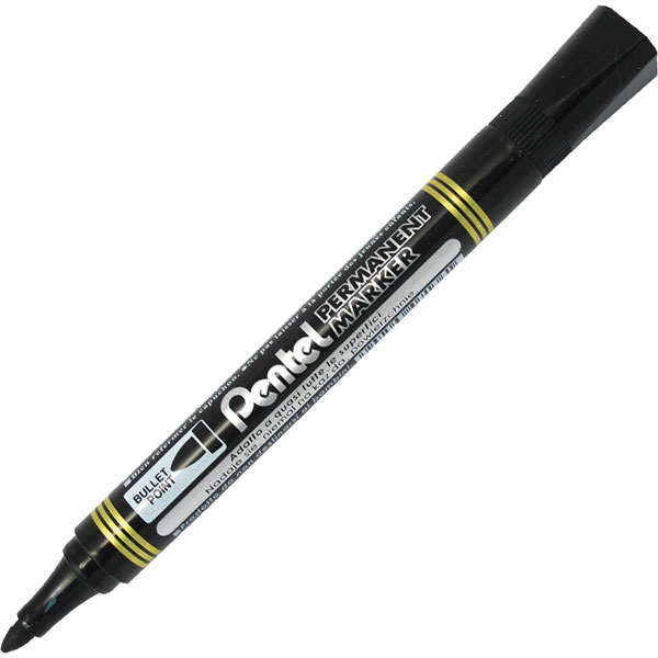 Pentel N850 Black Bullet Tip Permanent Marker Pens Metal Glass Wood Office Label