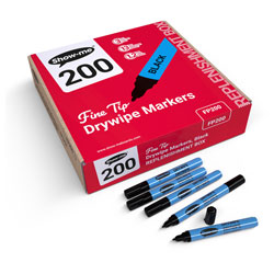 Show-me FP200 Box 200 Fine Tip Slim Barrel Drywipe Markers - Black