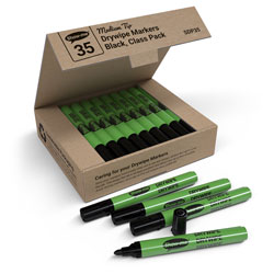 Show-me SDP35 Class Pack 35 Medium Tip Slim Barrel Drywipe Markers - Blk