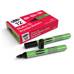 Show-me SDP12 Show-me Box 12 Medium Tip Slim Barrel Drywipe Markers - Black